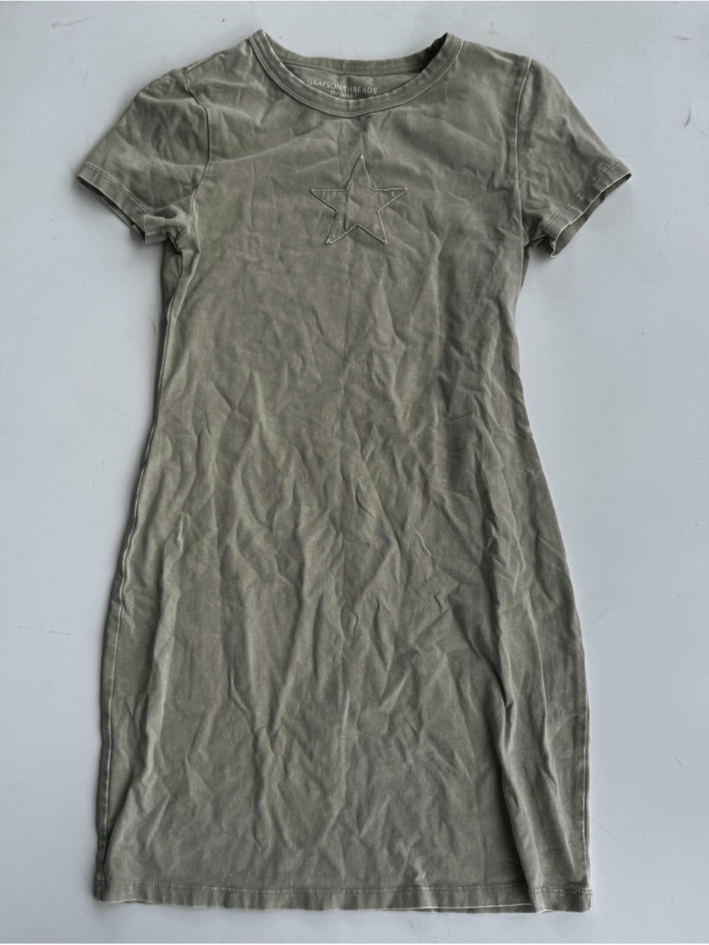Grayson Threads Olive Green Star Tee Dress